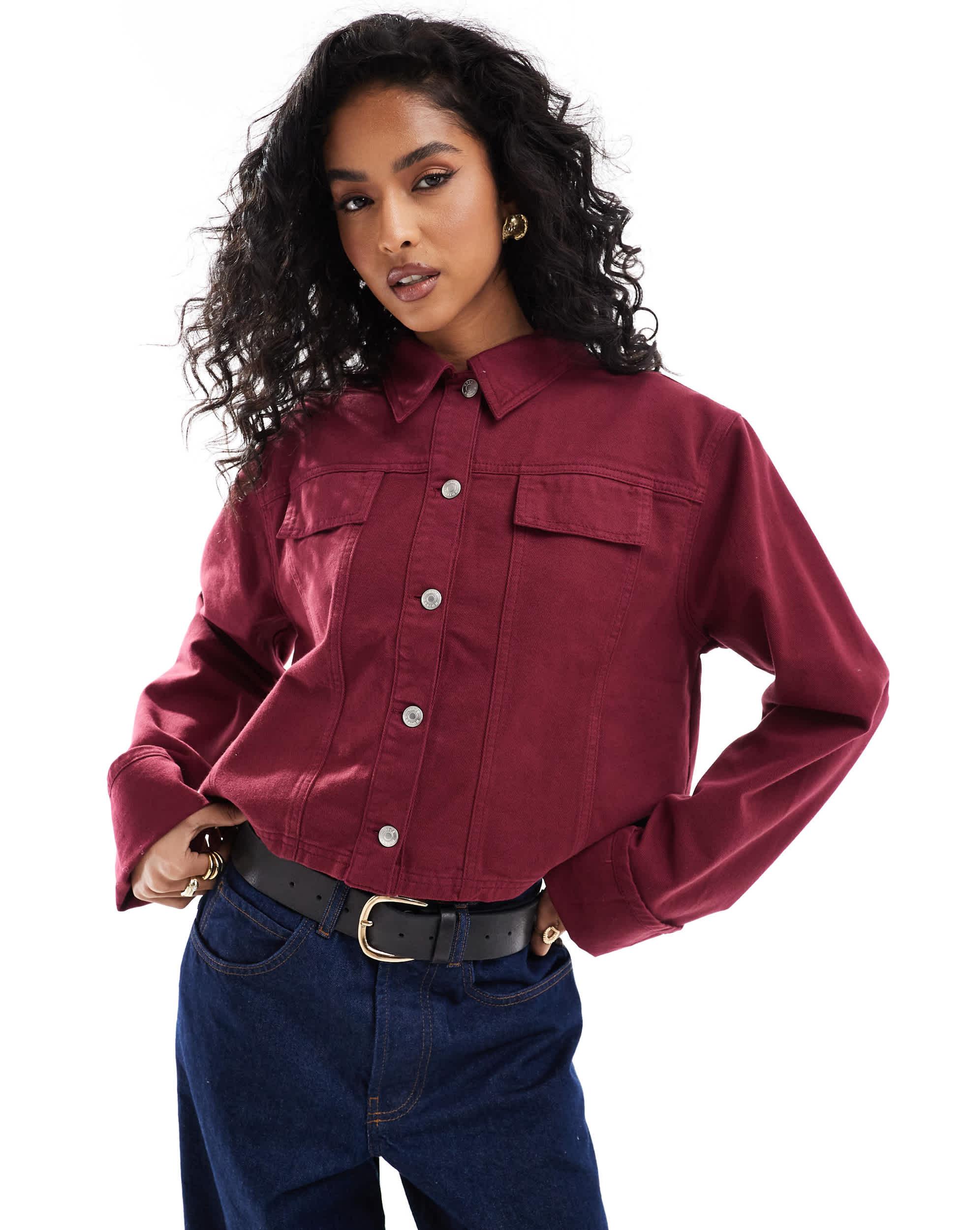 Red denim jacket asos best sale
