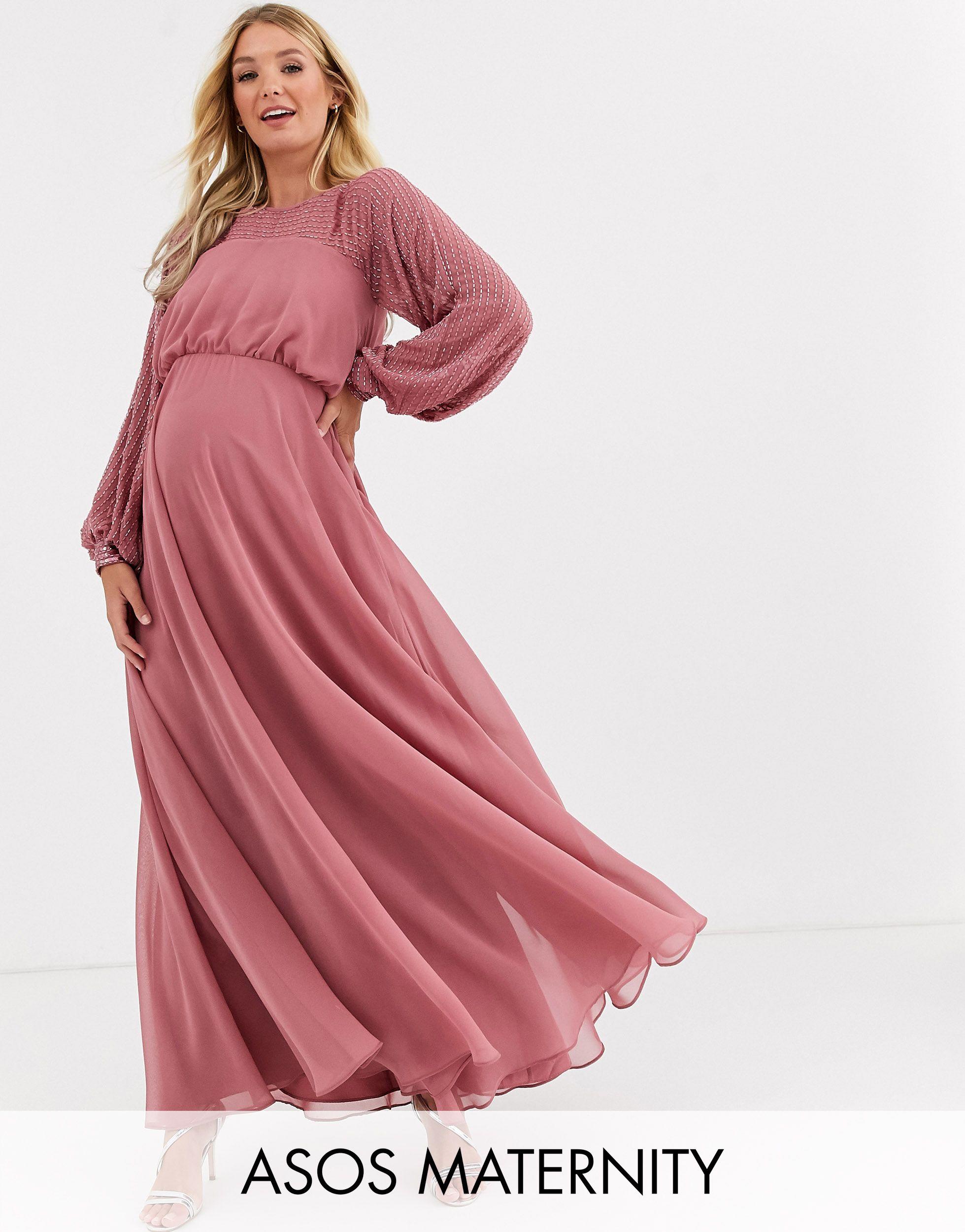 ASOS Asos Design Maternity Maxi Dress With Linear Yolk