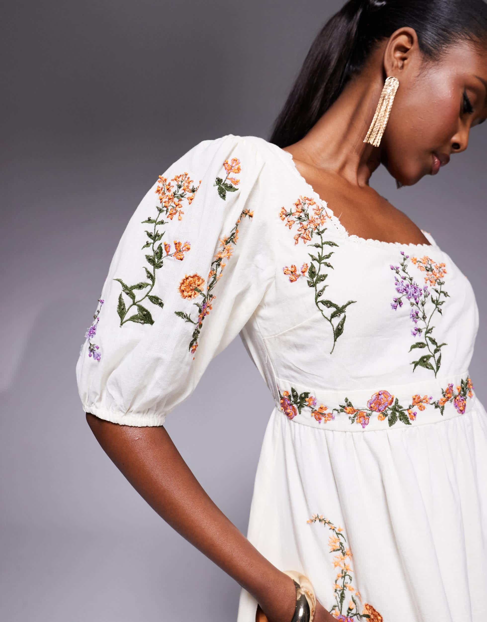 green emerald velvet dress RIVER ISLAND White Embroidered Knit Maxi Beach Dress UK S/M – Reliked