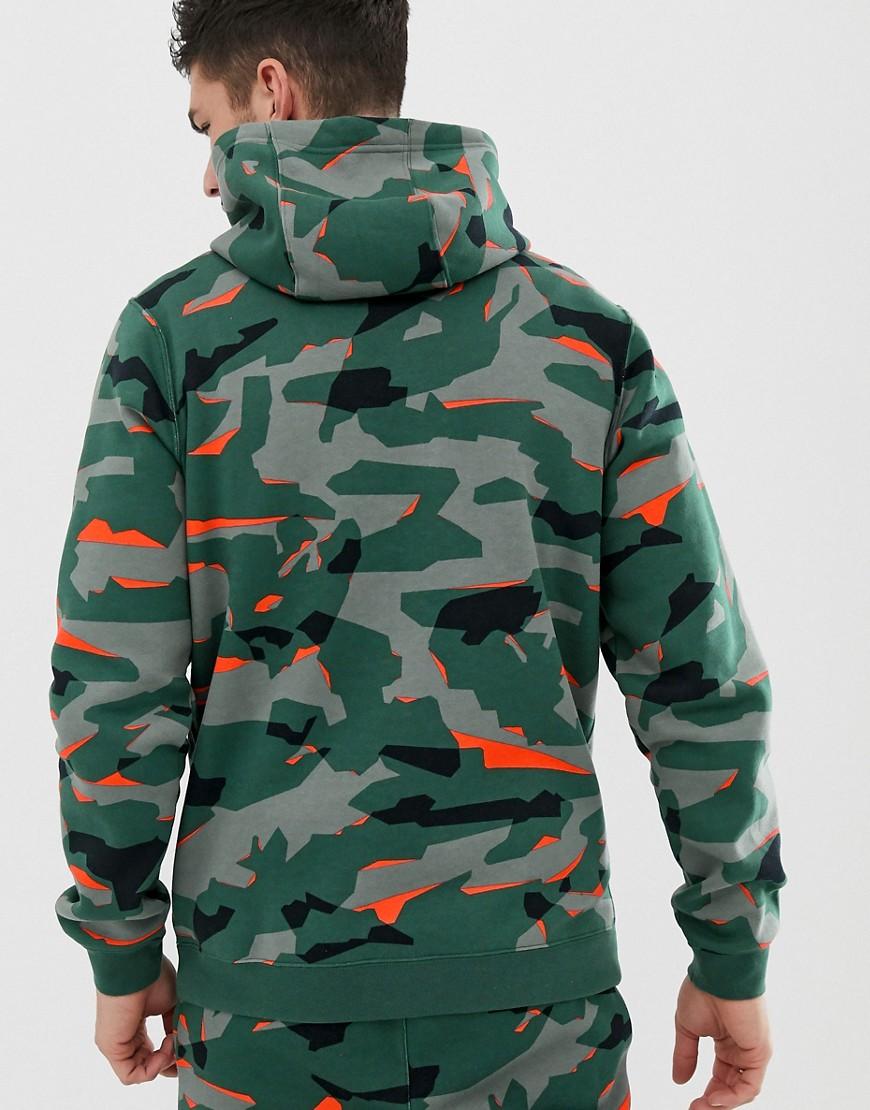 Nike Cotton Club Camo Hoodie In Green for Men | Lyst