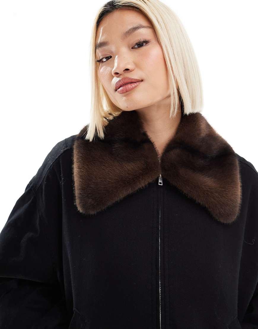 Monki Zip Front Jacket in Black Lyst UK