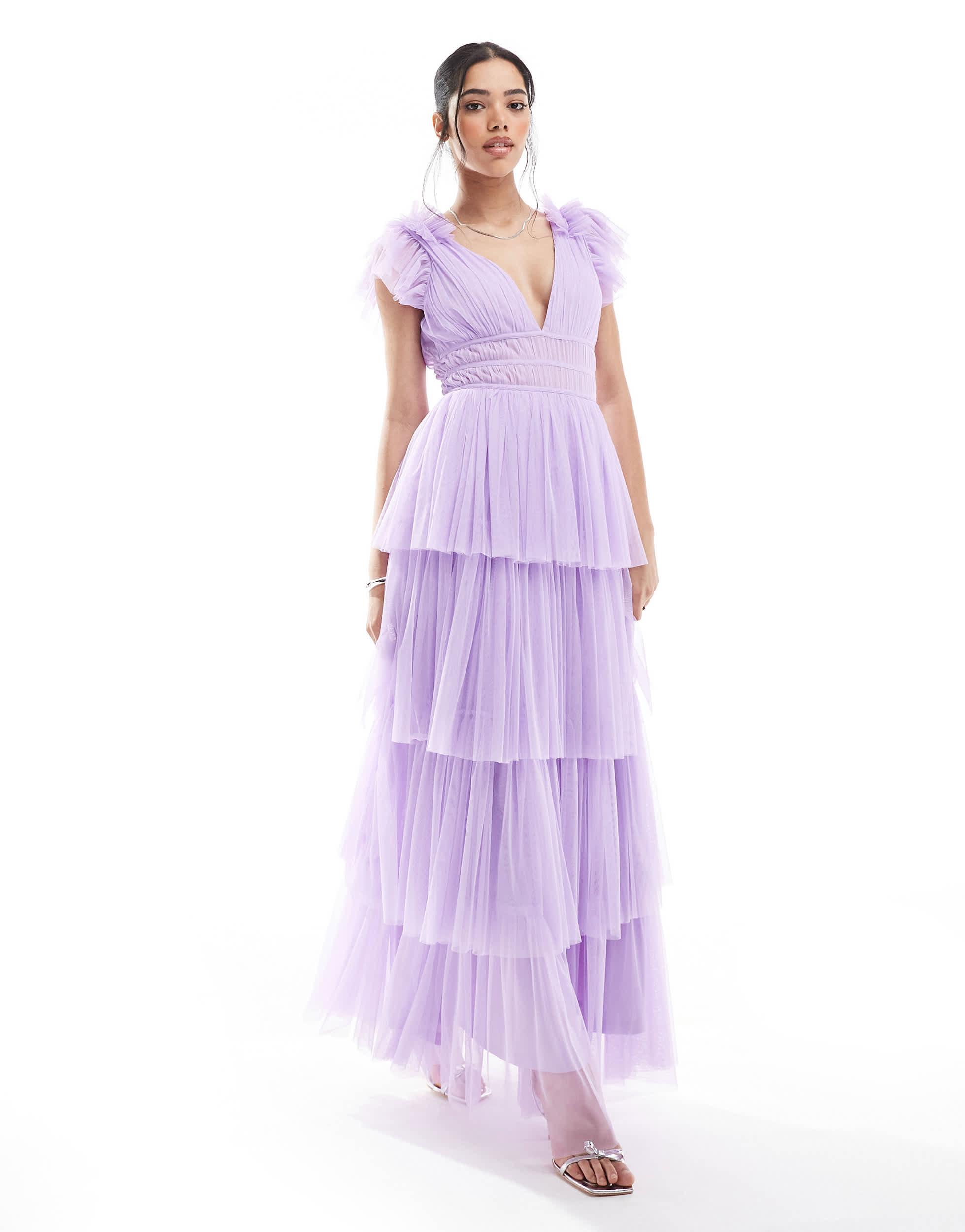 Robe Maxi De Soirée Debenhams Debut Violet Lilas Avec étole - Taille 12 - Neuf Sans étiquettes
