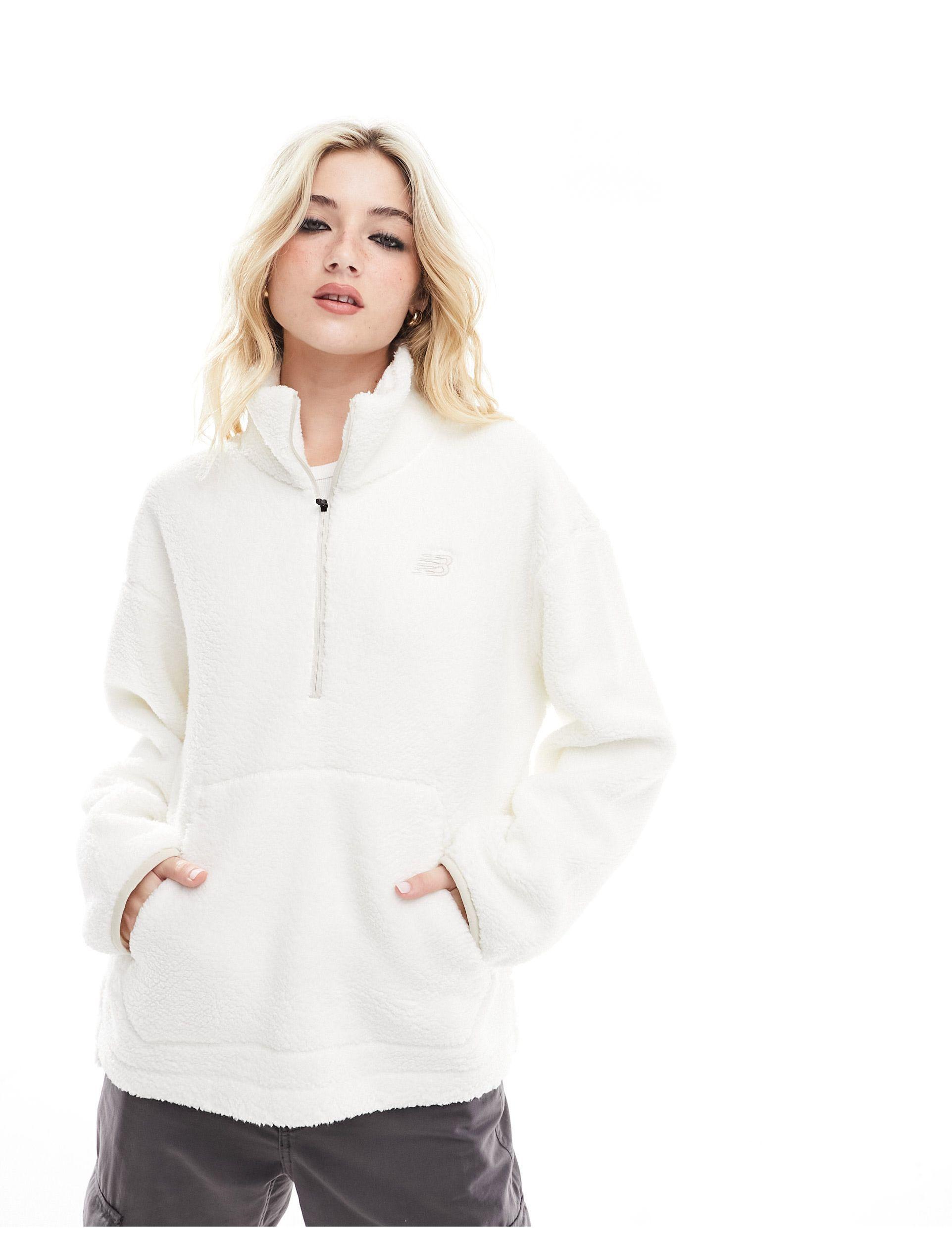 New Balance Achiever Sherpa Pullover in White