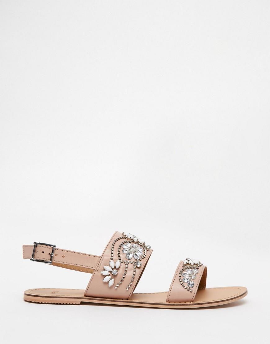asos fi embellished flat sandals