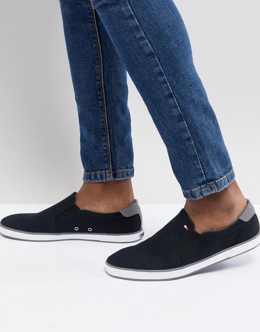 Tommy Hilfiger Iconic Slip On Canvas Sneakers In Black for Men - Lyst