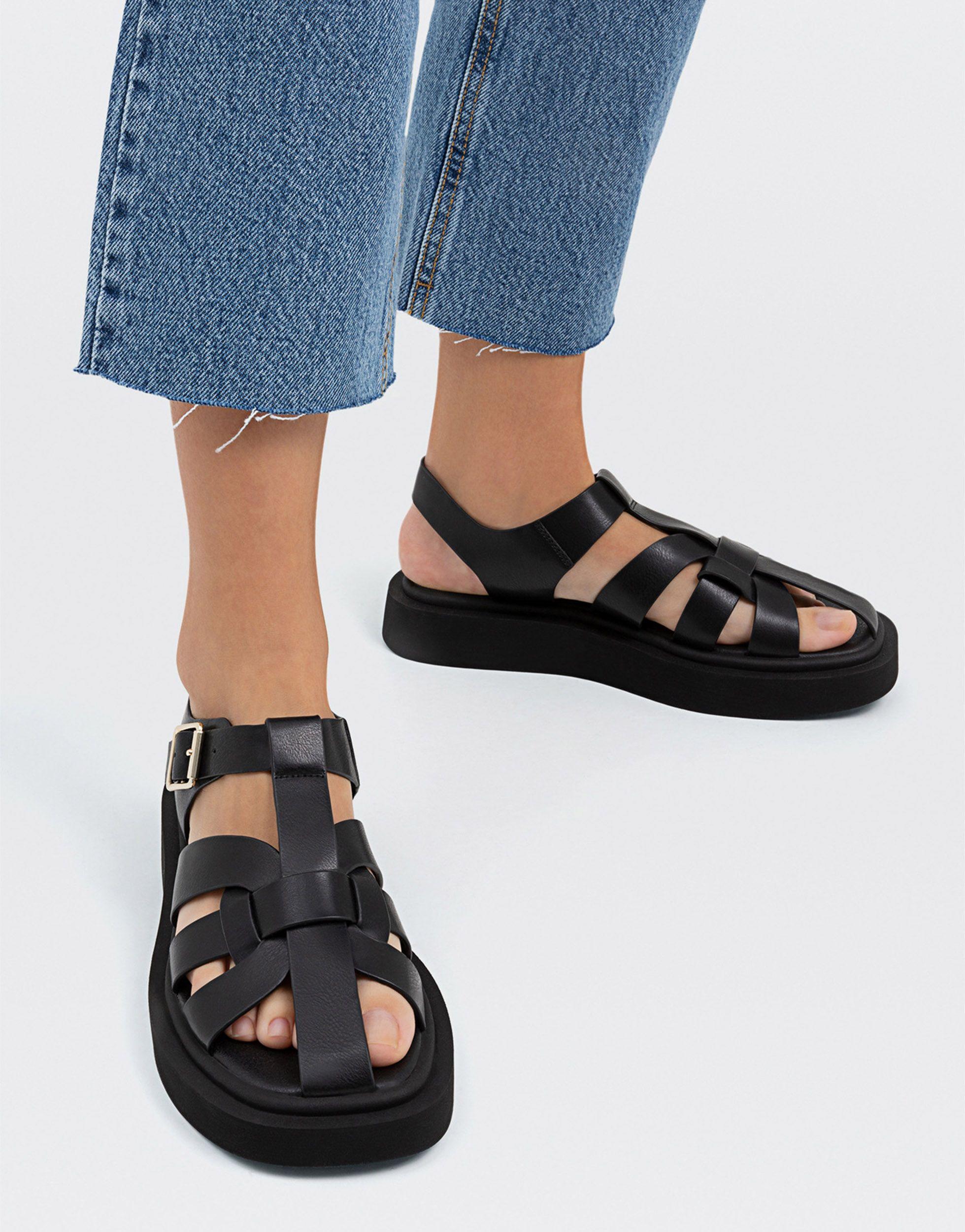 Stradivarius Chunky Sandal in Blue Lyst Canada