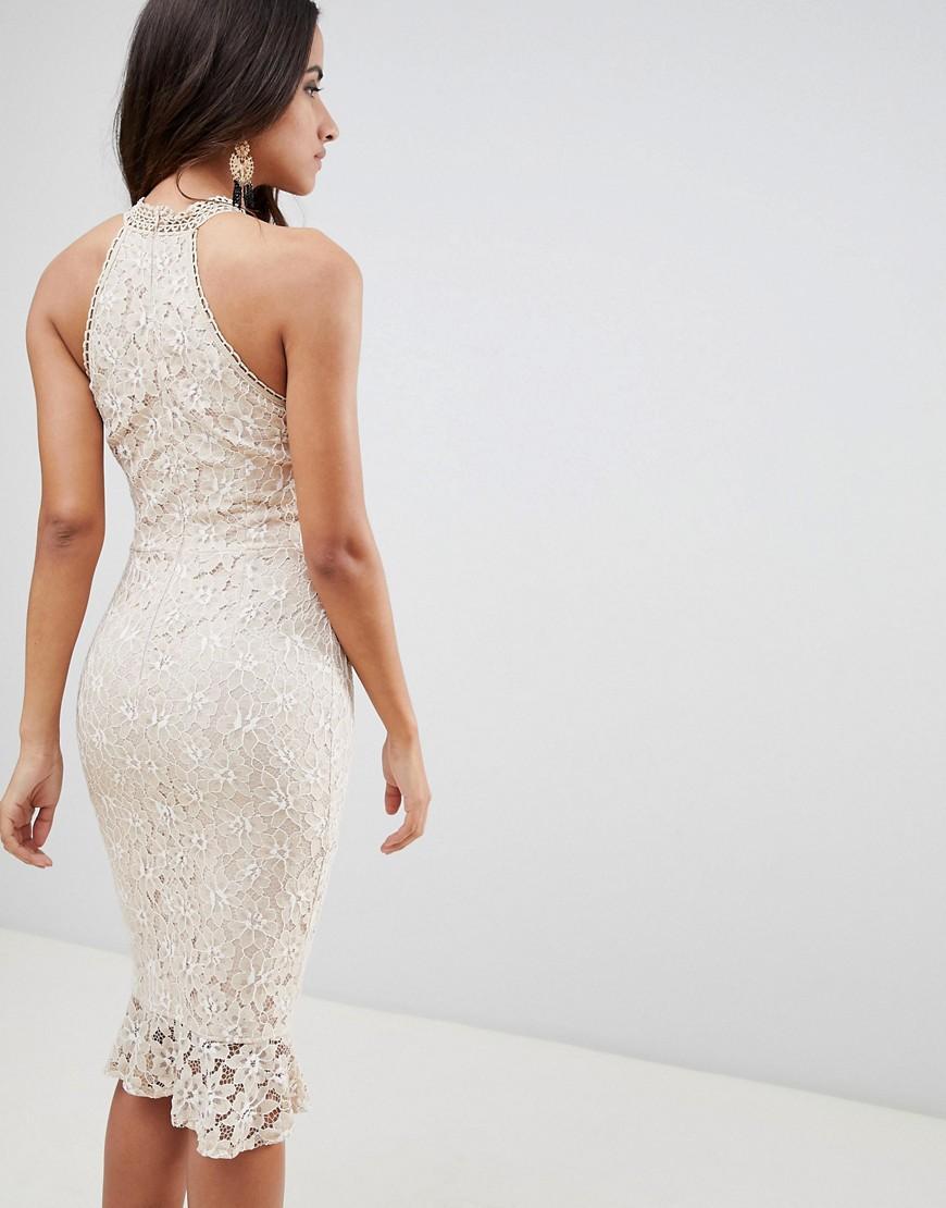 girl in mind lace frill hem midi dress