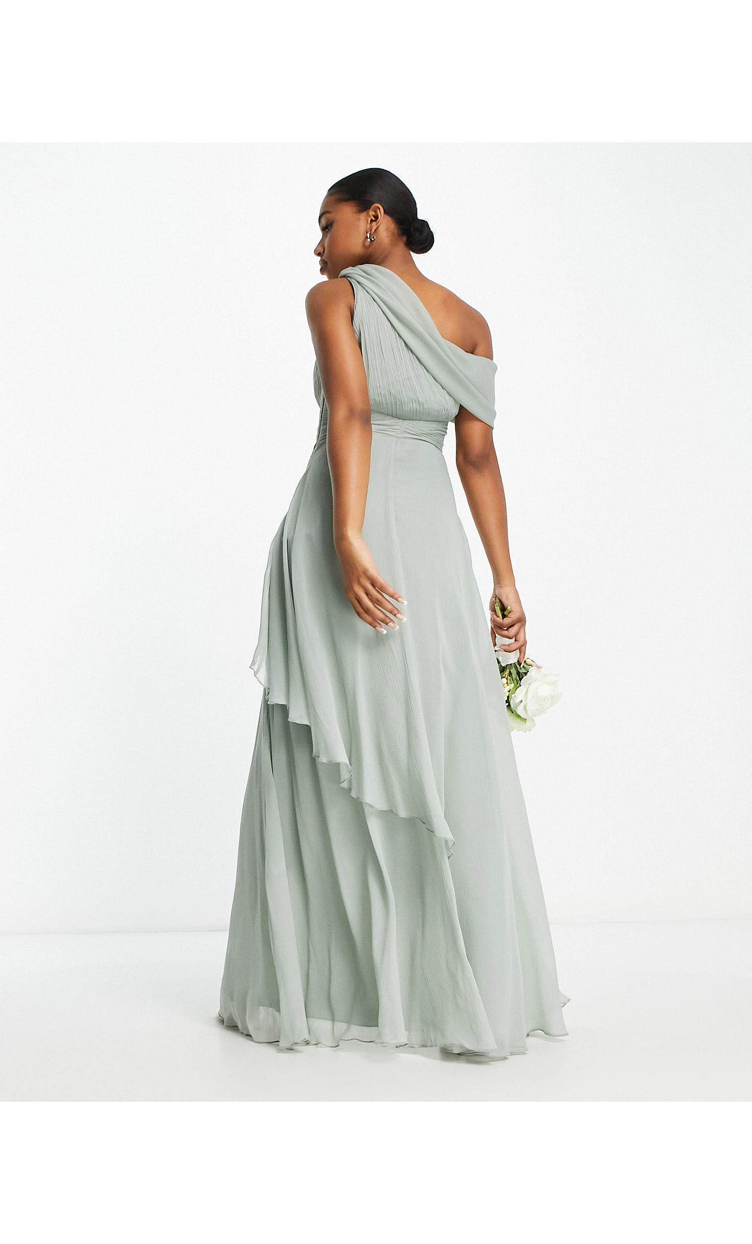 ASOS Bridesmaid Fallen Shoulder Drape Maxi Dress With Layered Wrap