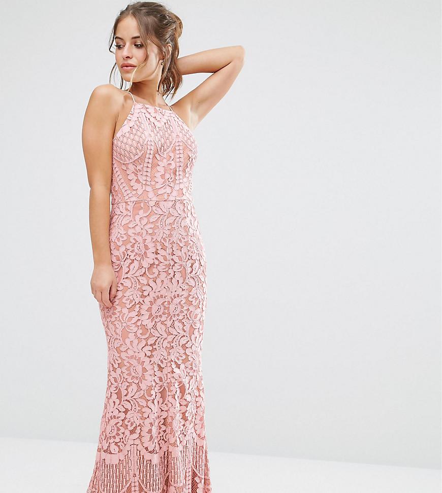 jarlo cami strap allover lace maxi dress in red