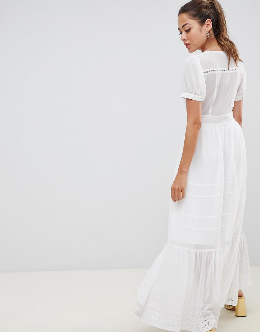 white broderie maxi dress