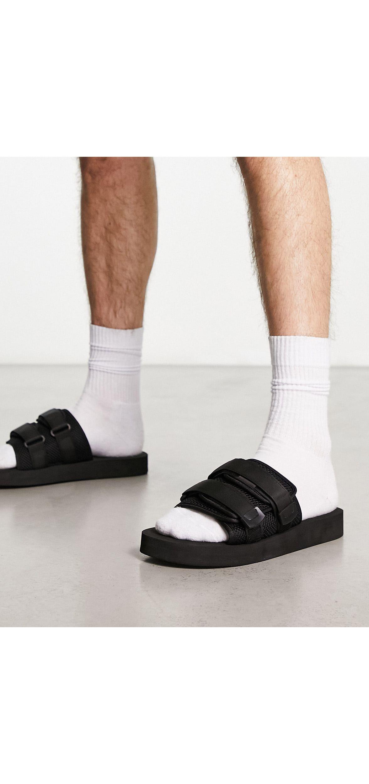 Public Desire Man Odie Velcro Sliders in Black for Men | Lyst