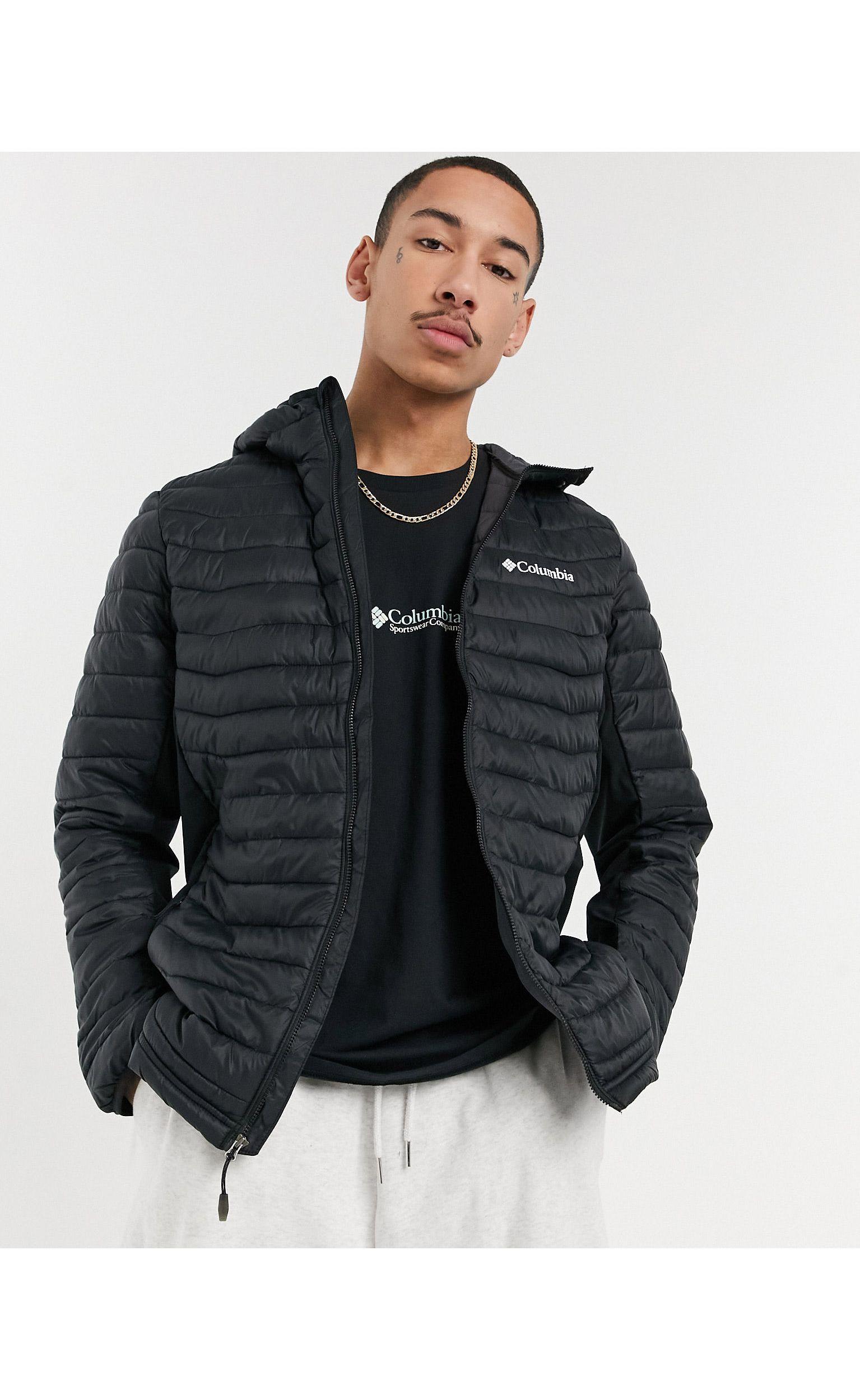 Columbia Powder Pass Hooded Jacket in Black for Men | Lyst