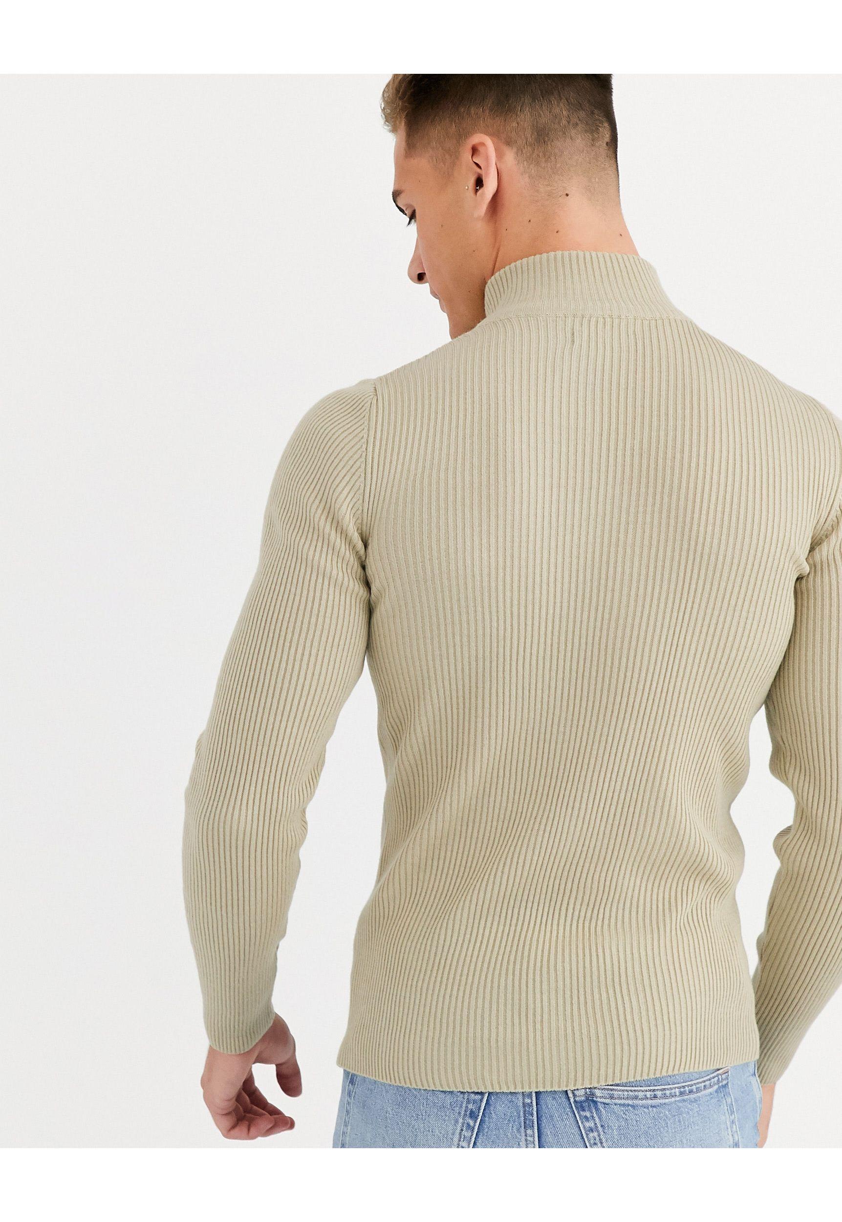 muscle fit half zip jumper