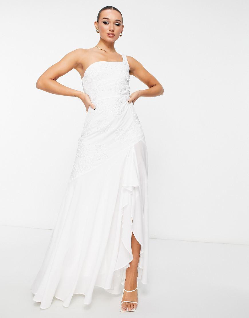 Maya One Shoulder Ruffle Maxi Dress in White Lyst UK