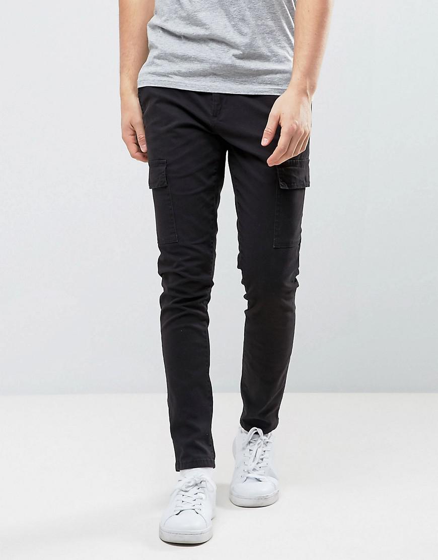 Only & Sons Cotton Slim Fit Cargo Pant in Black for Men - Lyst