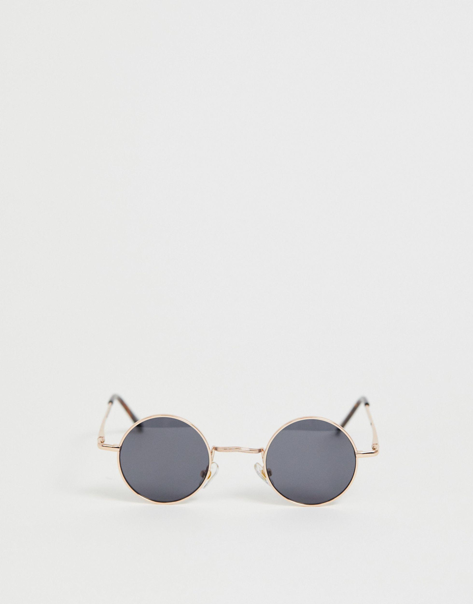 Runde Sonnenbrille mit schwarzer eingespritzter Fassung - Luxus