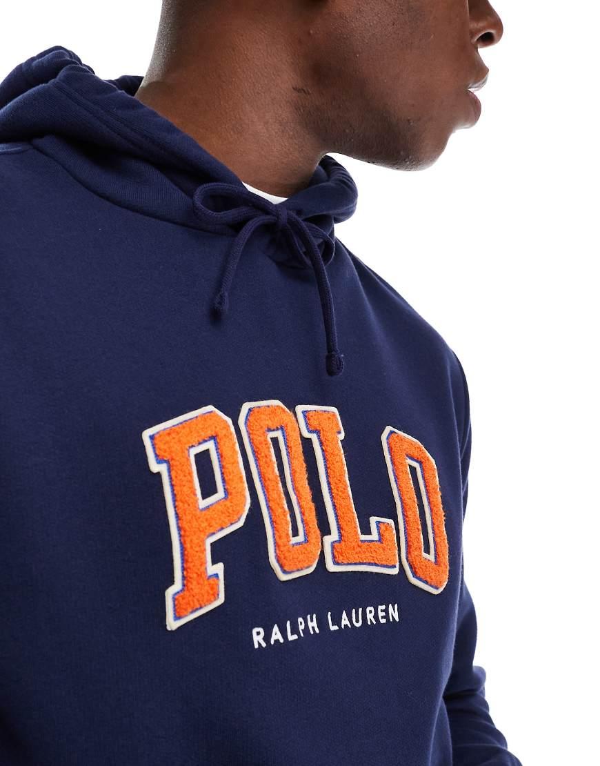 Polo Ralph Lauren Chenile Applique Logo Fleece Hoodie in Blue for