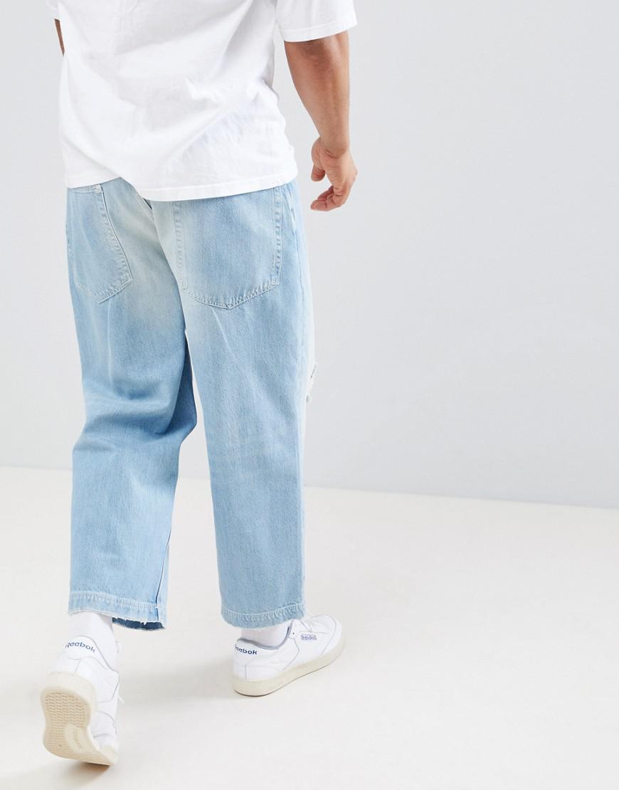 ASOS Denim Wide Leg Cropped Jeans in Blue for Men - Lyst