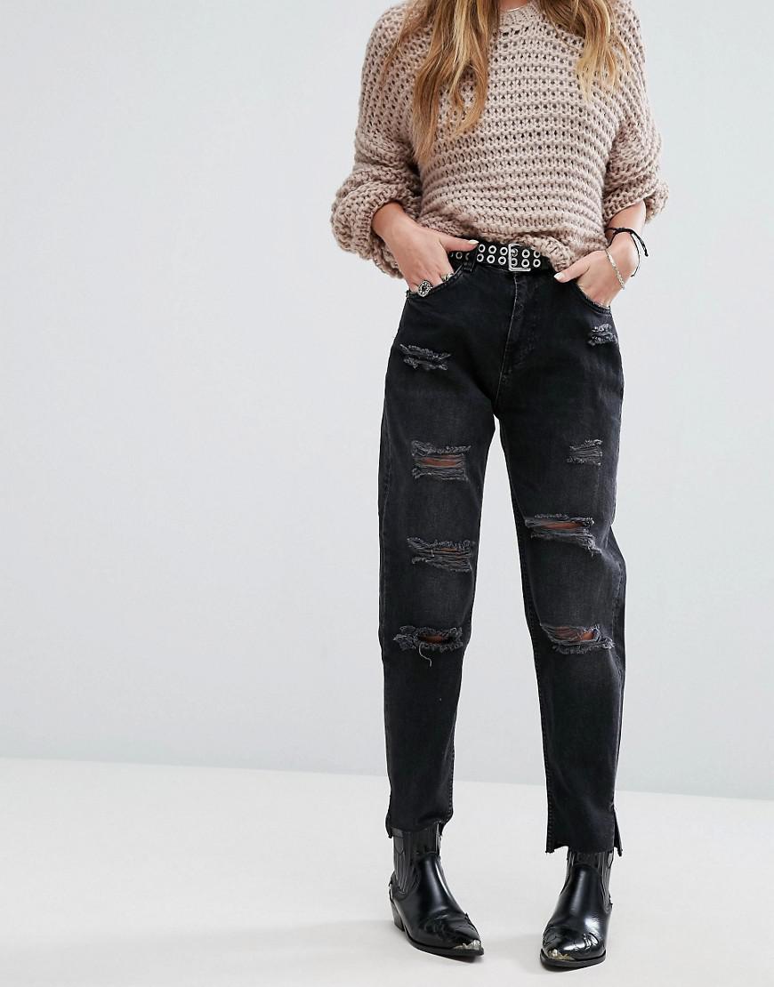 pull and bear black mom jeans