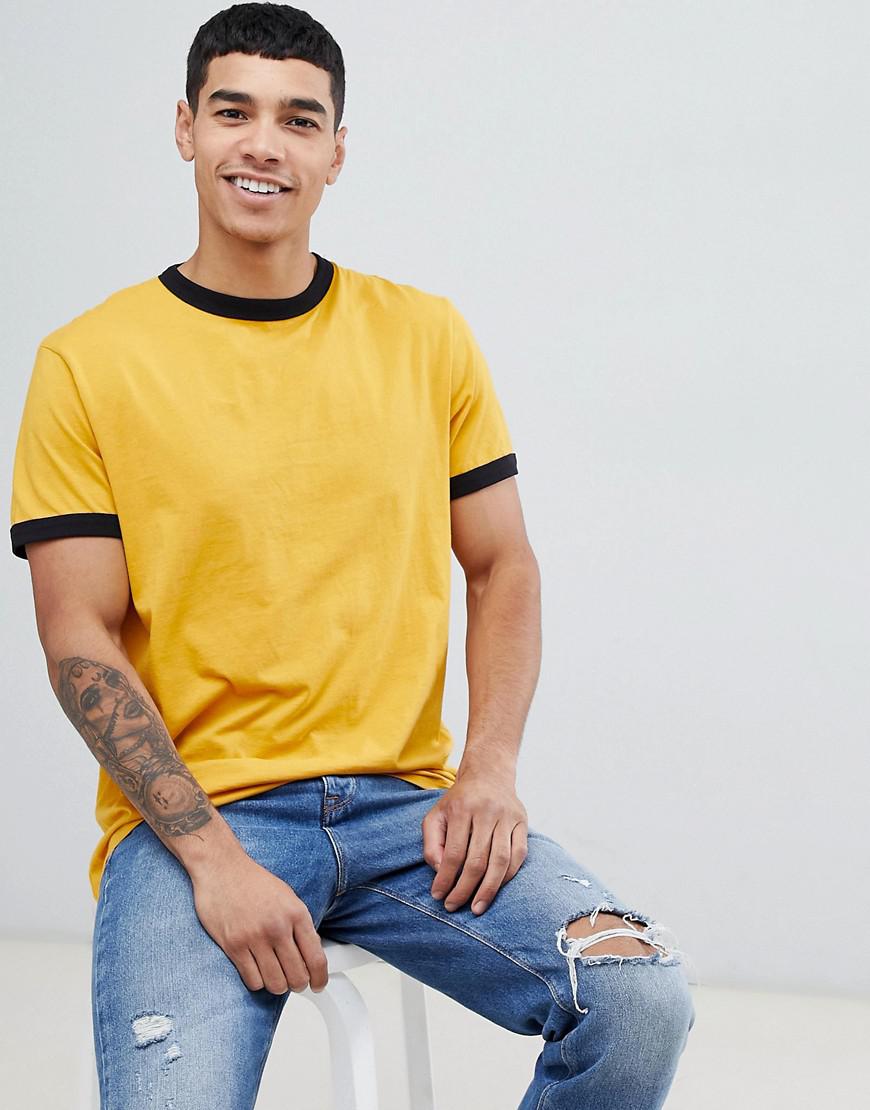 New Look Ringer T-shirt In Mustard in Yellow for Men | Lyst