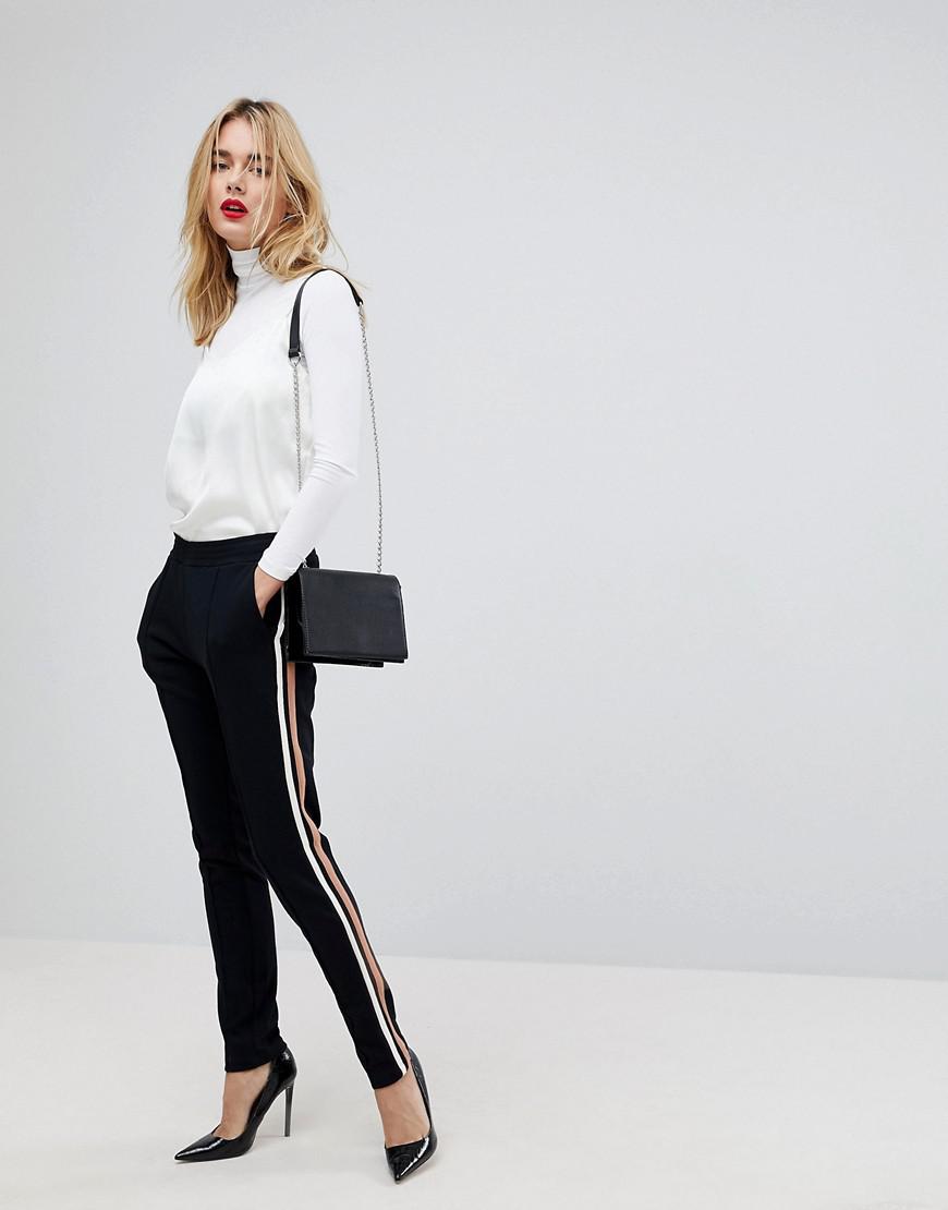 Vero Moda Trouser With Side Stripe in Black | Lyst