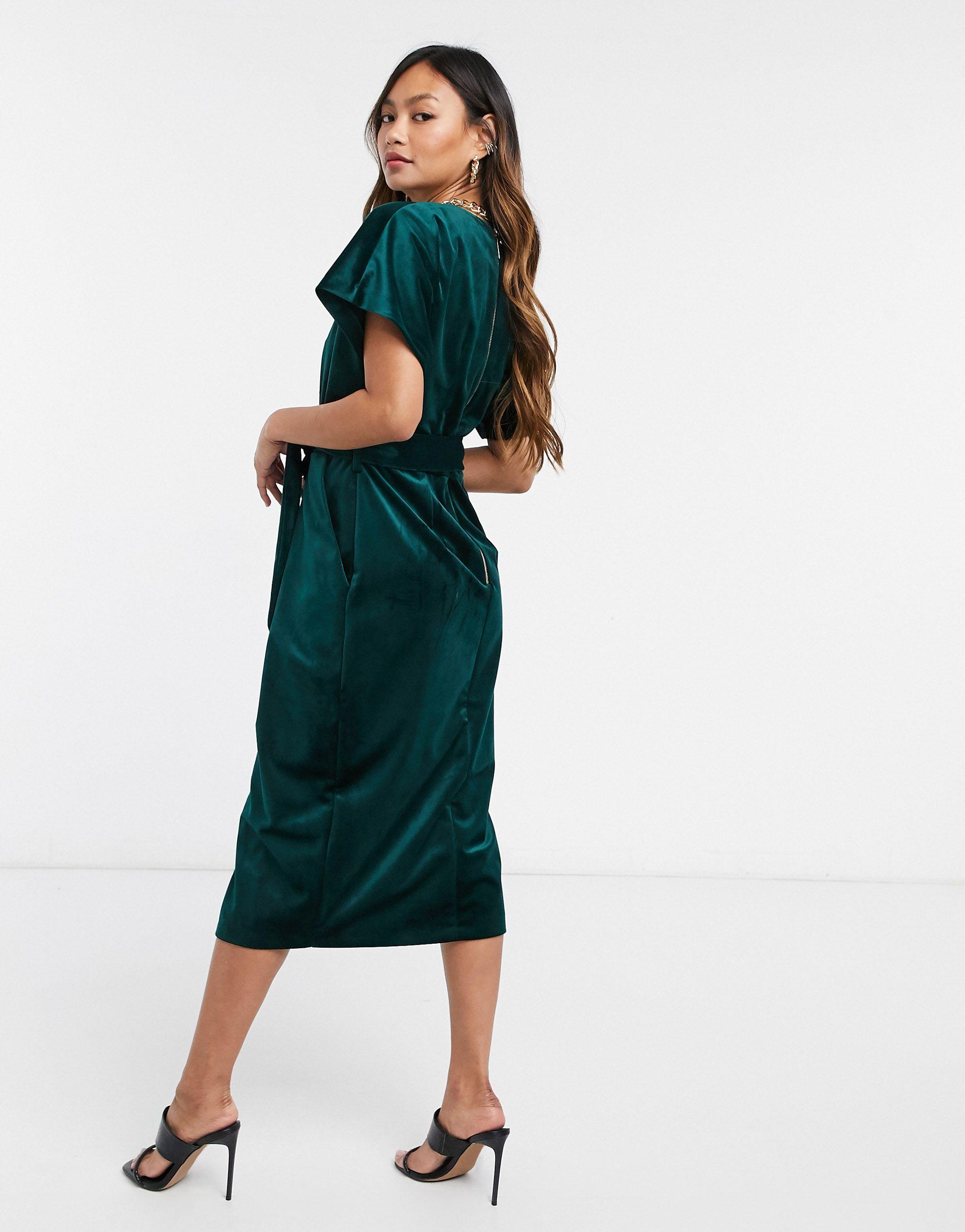 closet green velvet kimono dress
