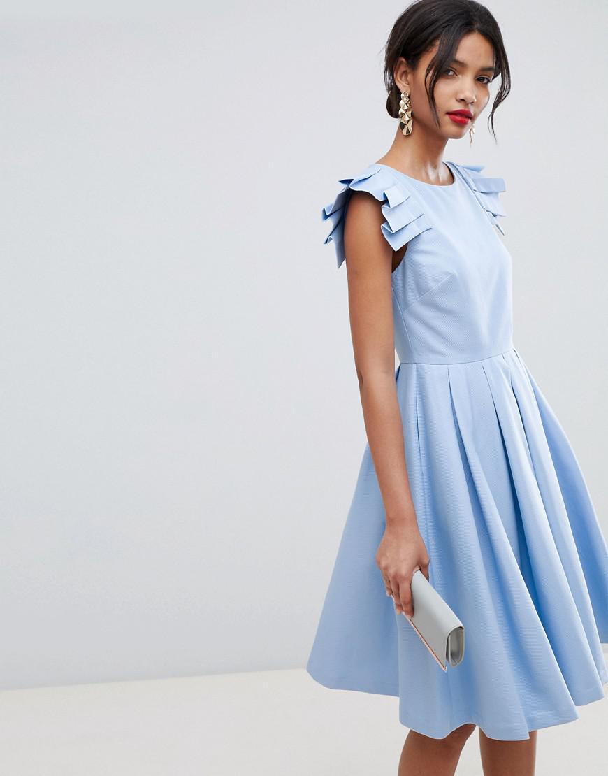 Robe mi-longue volants Ted Baker en coloris Bleu | Lyst