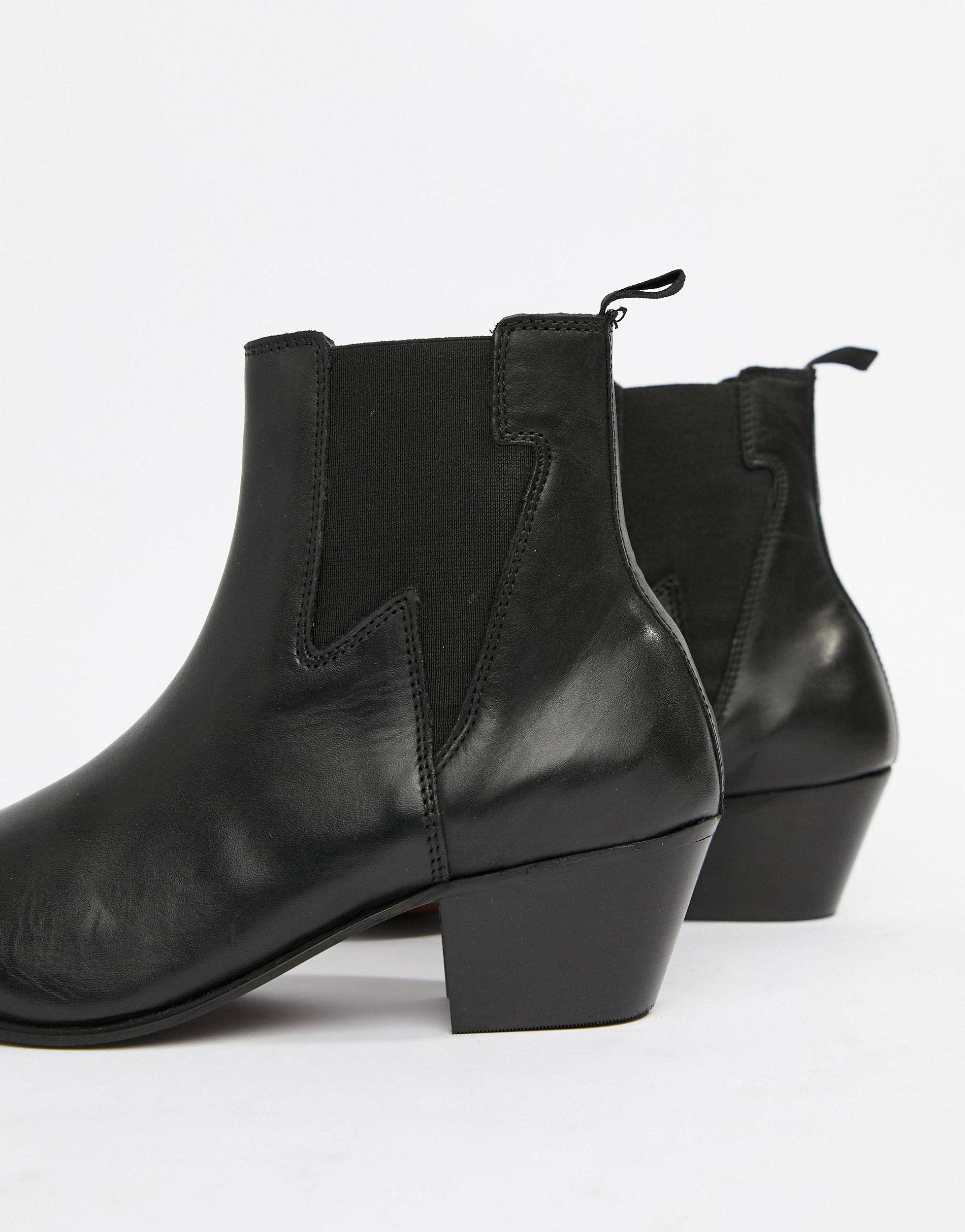 ASOS Cuban Heel Western Chelsea Boots in Black for Men - Lyst