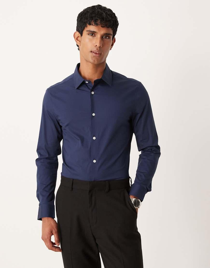 ASOS Skinny Stretch Work Shirt in Blue for Men Lyst UK