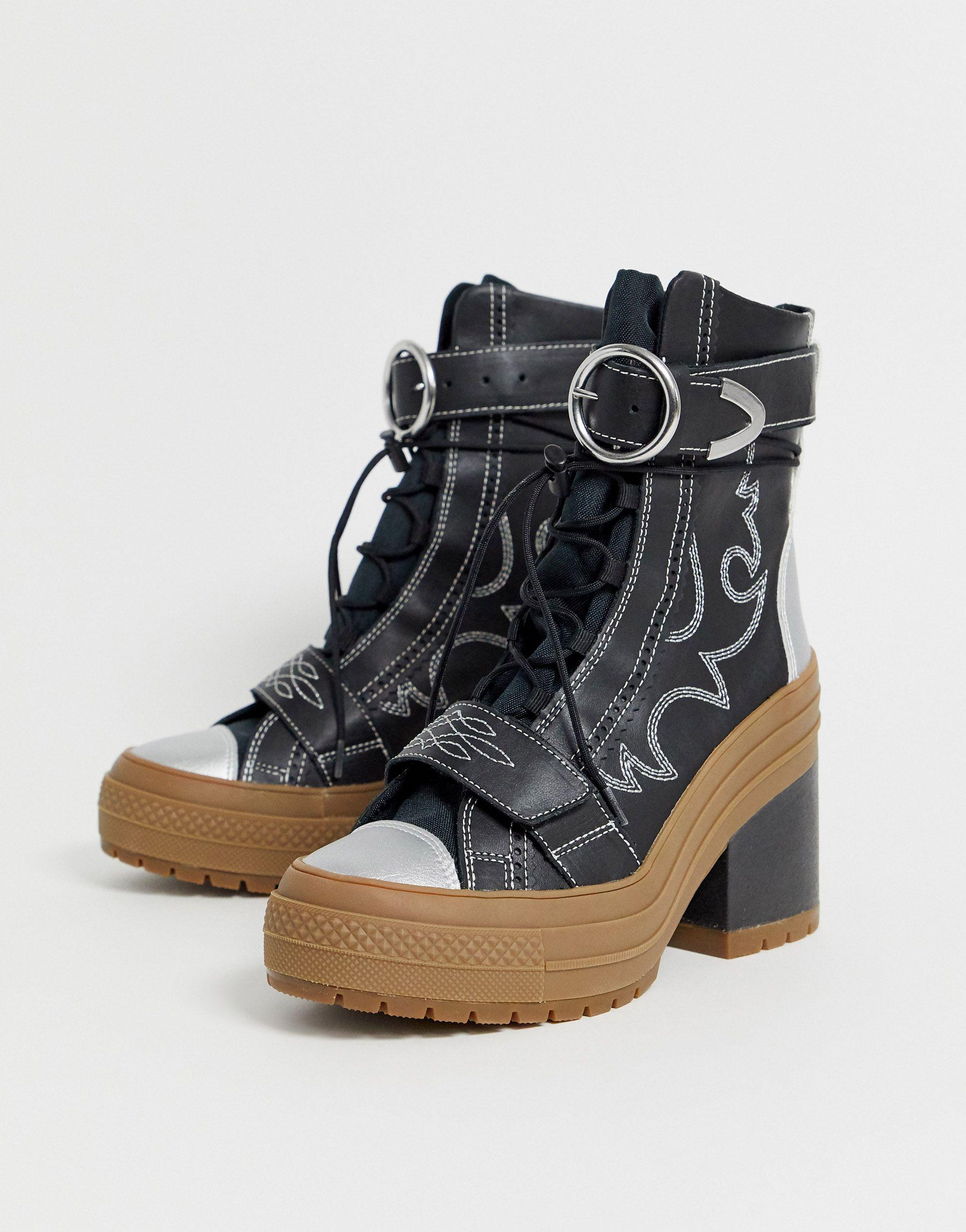 Converse Western Lace Up Platform Boots-black | Lyst