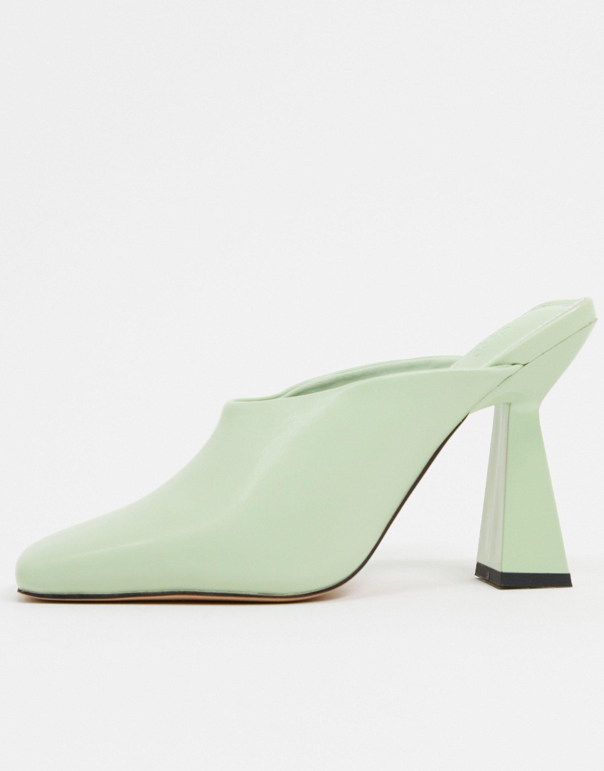 ASOS Predict High Heeled Mules in Green - Lyst