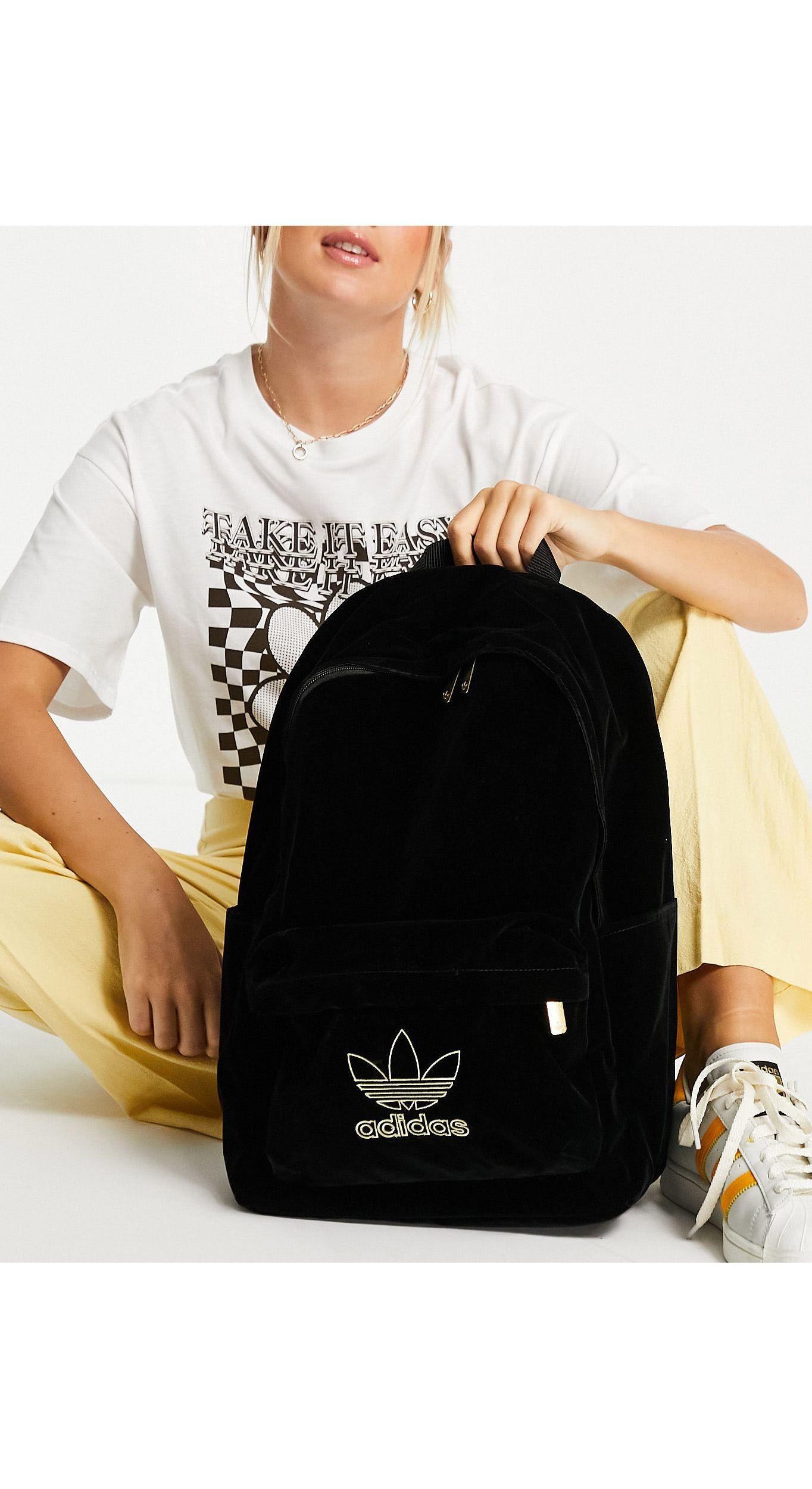 adidas Originals Adicolor Velvet Backpack in Black | Lyst UK