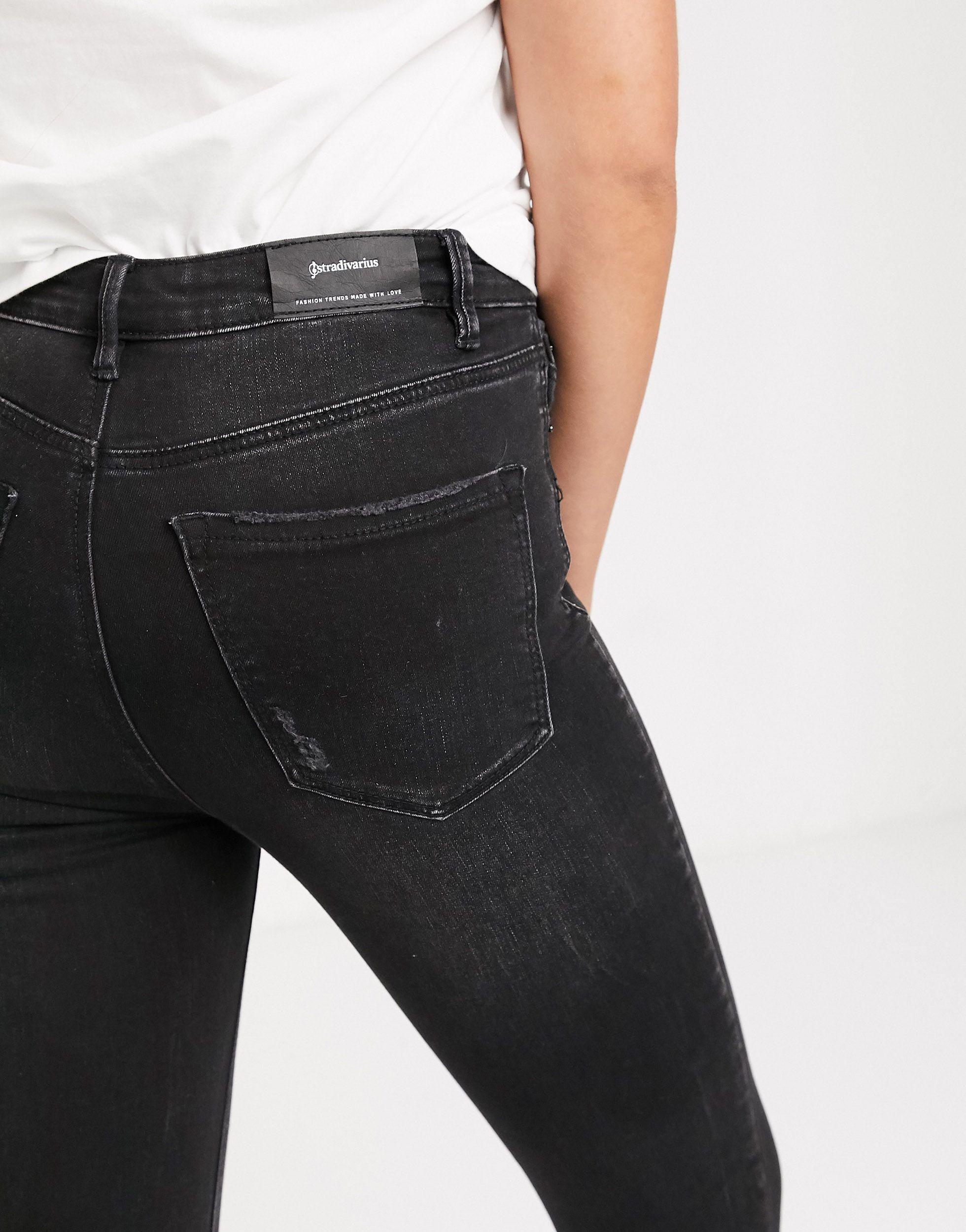 Stradivarius Denim Tall - Skinny Jeans Met Hoge Taille in het Zwart - Lyst