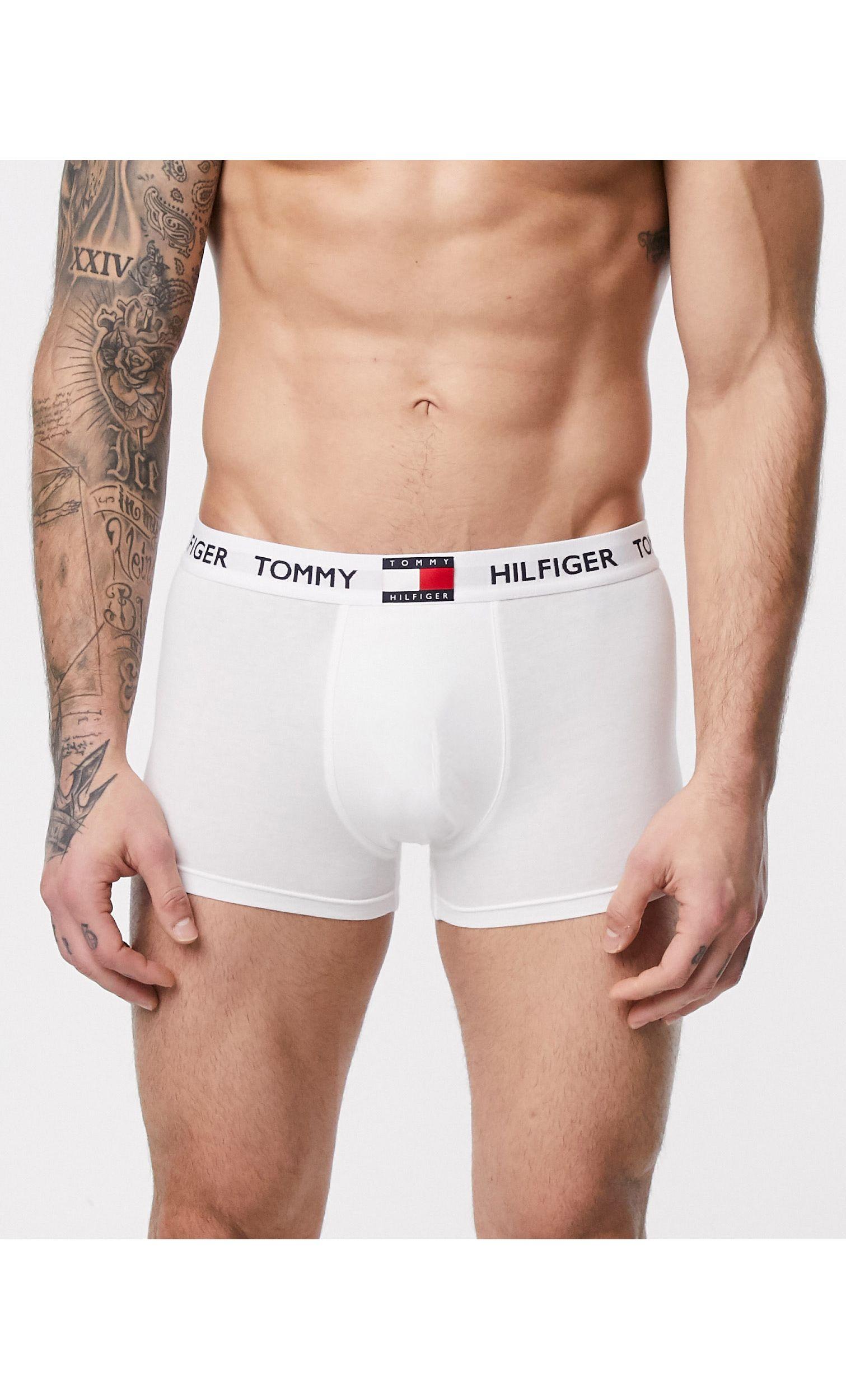 Tommy Hilfiger Flag Waistband Trunks in White for Men | Lyst