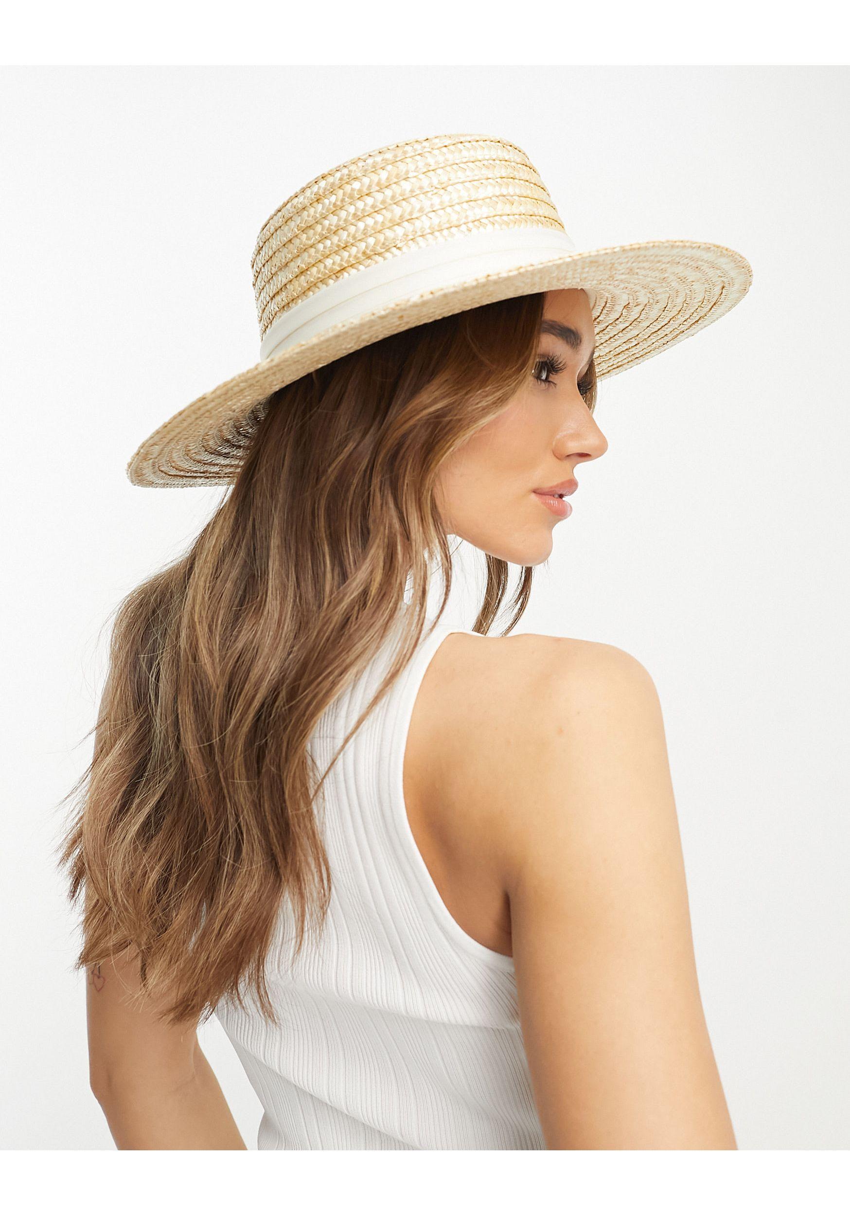 ASOS Natural Straw Easy Boater Hat With Size Adjuster And White  Band-neutral | Lyst Australia