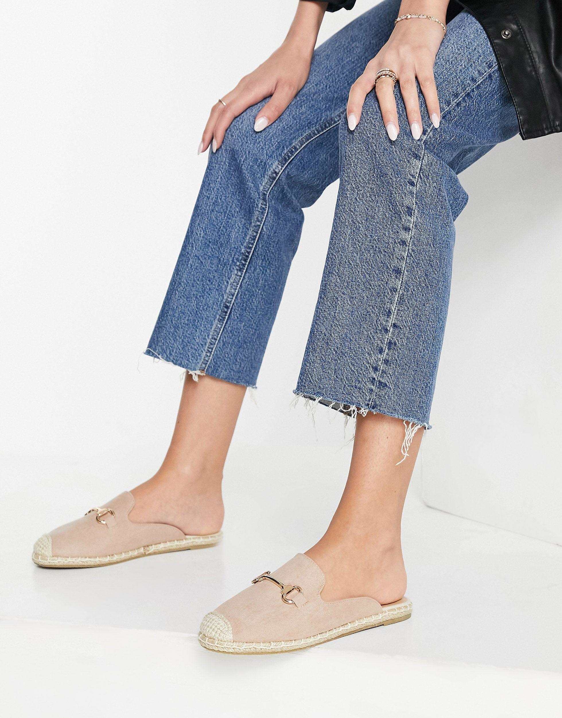 London Rebel Espadrille Mules With Saffle Trim in Blue | Lyst