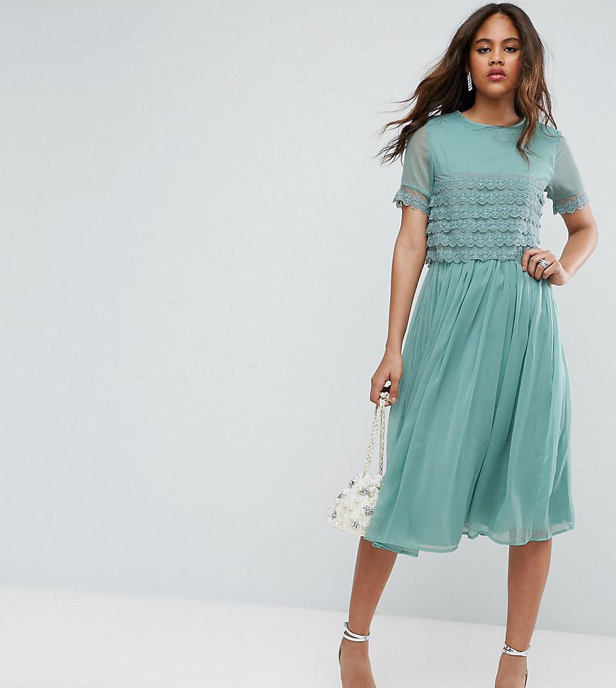 asos lace crop top midi prom dress