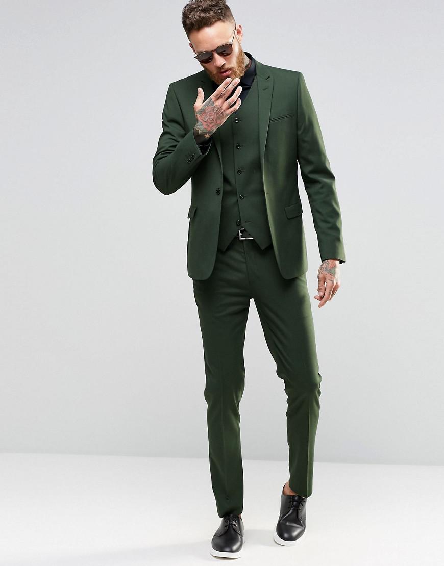 Lyst - Asos Skinny Suit Pants In Khaki in Green for Men