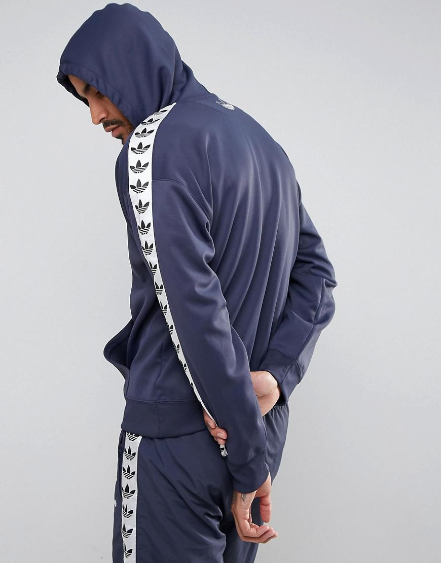 adidas Originals Synthetic Adicolor Tnt Tape Hoodie in Blue for Men - Lyst