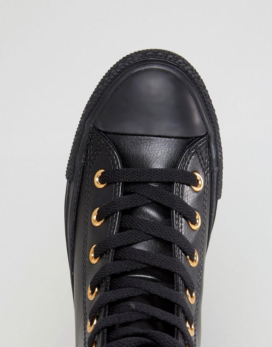 black and gold high top converse