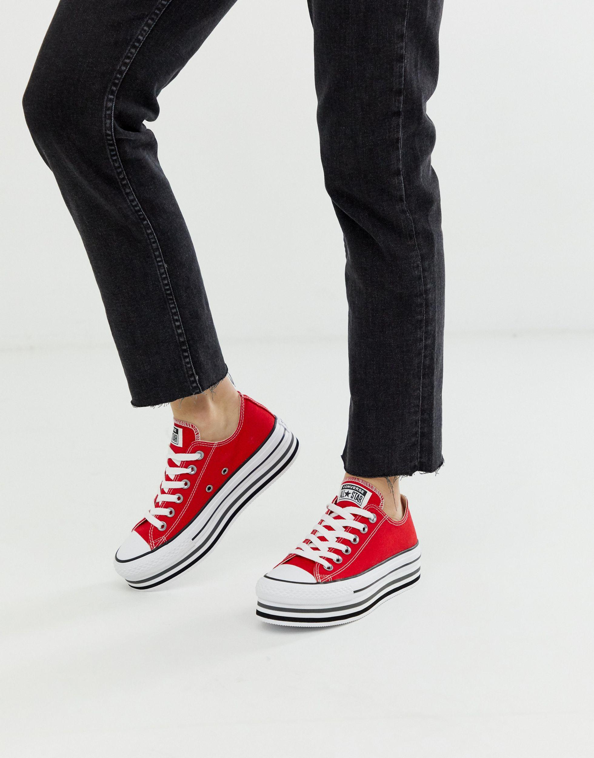Converse Chuck Taylor All Star Platform Layer Red Trainers | Lyst Australia