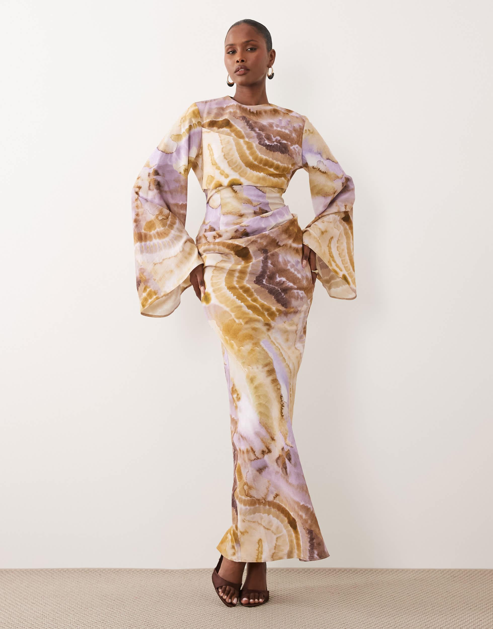 chinese dress ladies Rent Asos Edition Blouson Sleeve Floral Embroidered Maxi Dress With Open  Back In Light Pink