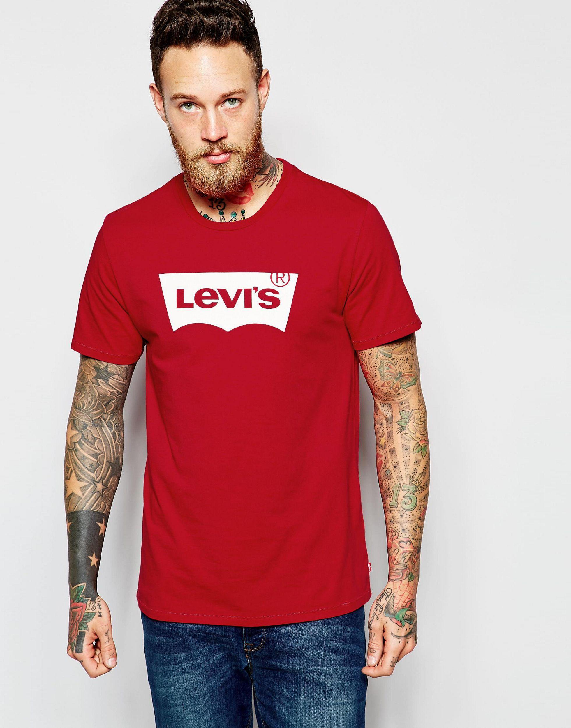 Levi's T-shirt Batwing Logo in Red for Men | Lyst