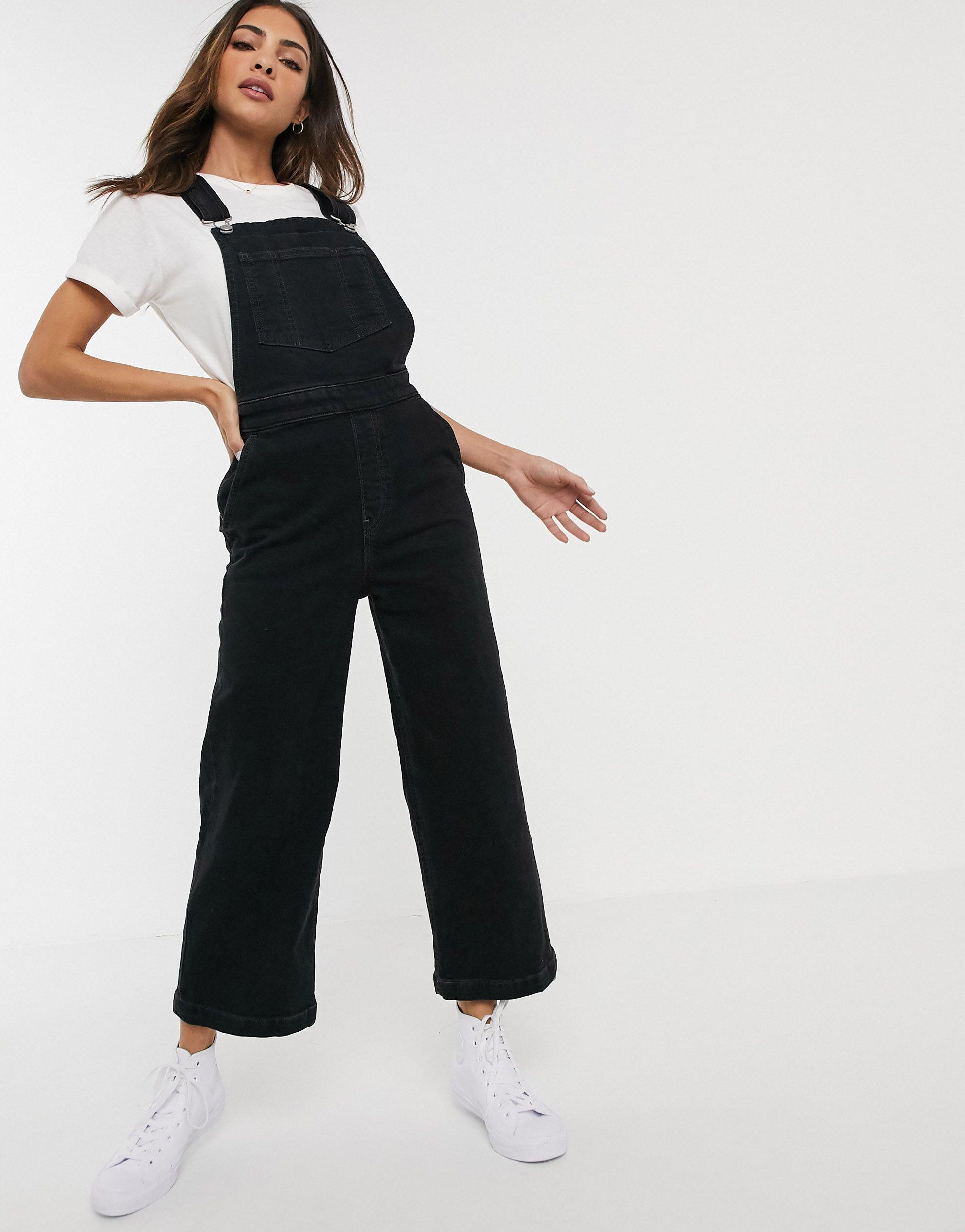 Cotton Ribcage Wide Leg Dungarees 