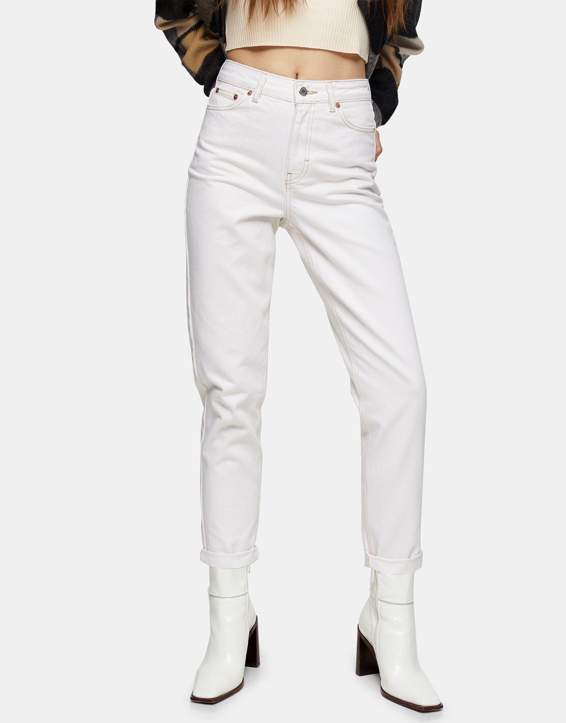 TOPSHOP Denim Mom Jeans in White - Lyst