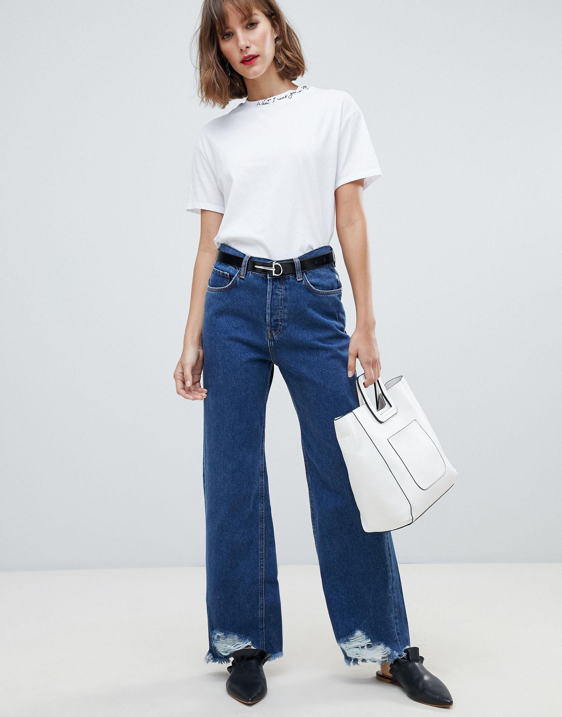 mango raw hem dad jeans