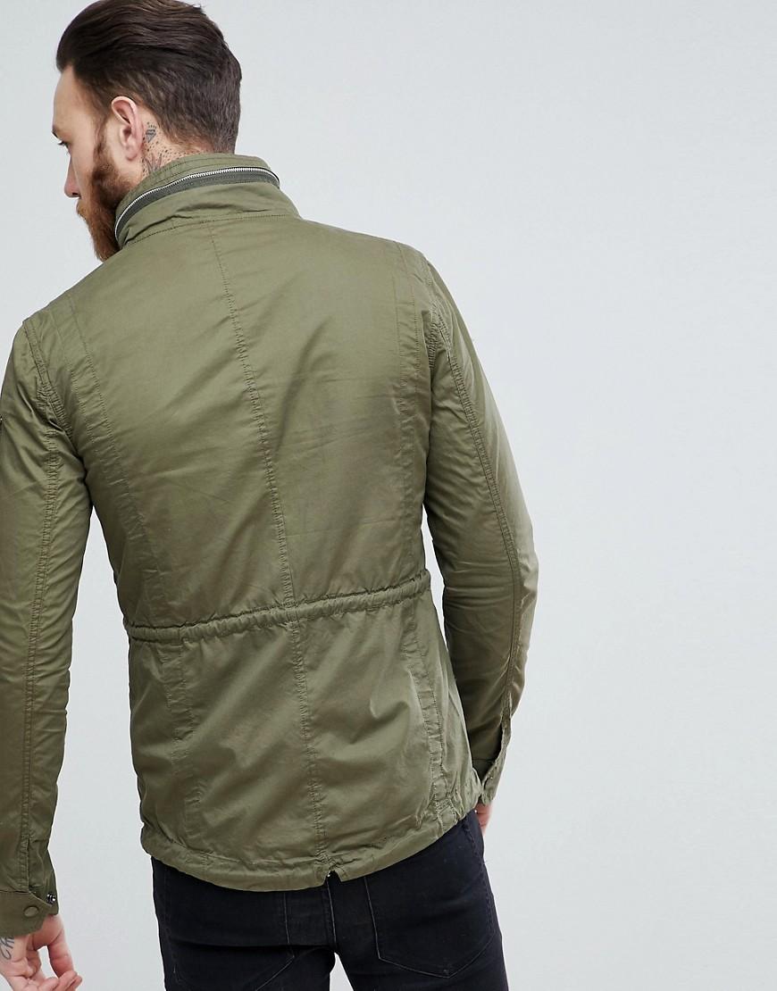 Schott Nyc Leather Squad Military Overshirt Jacket In Green for Men Lyst