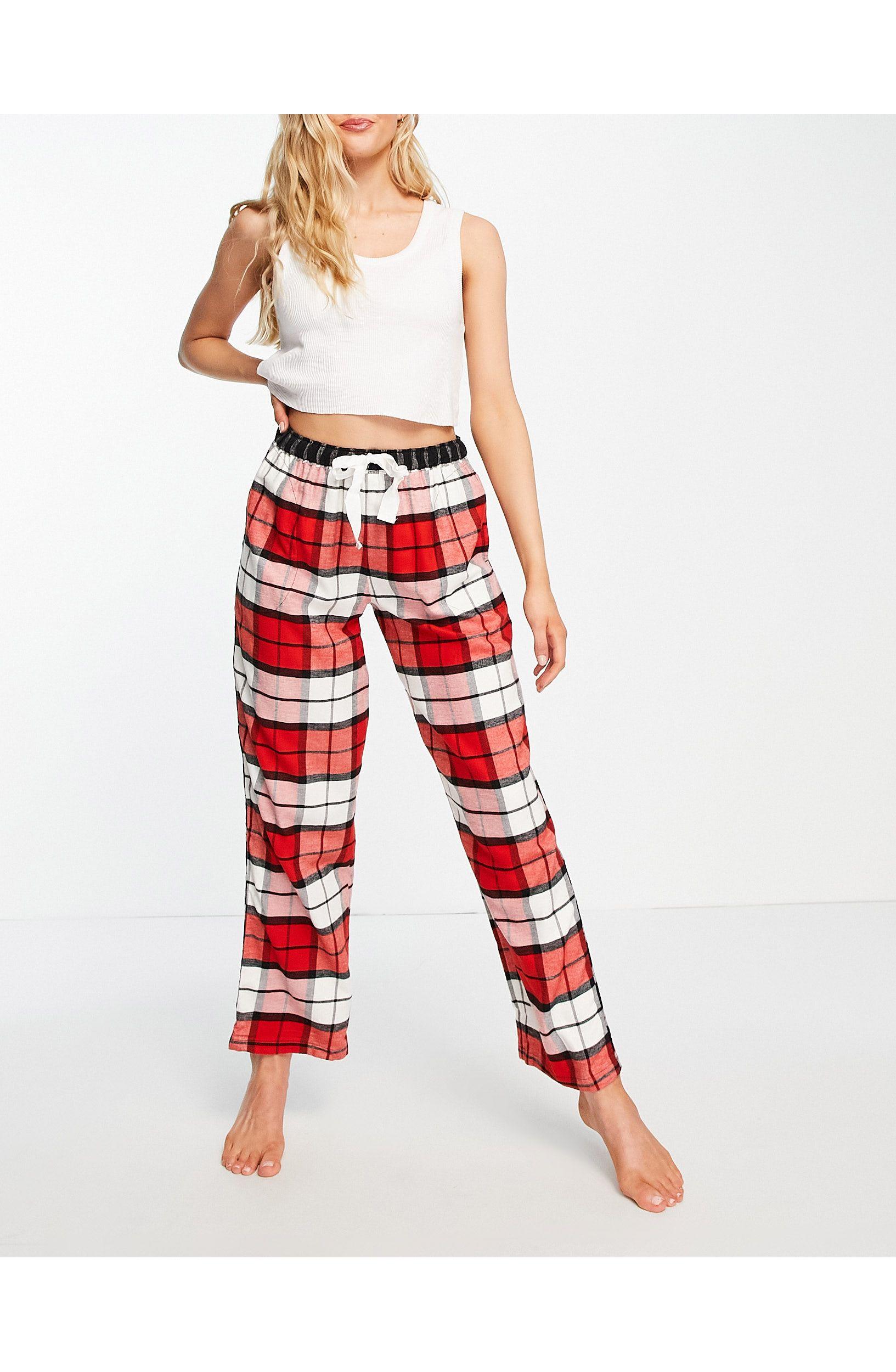 DKNY – lounge-hose aus flanell mit schottenkaro in Rot | Lyst AT