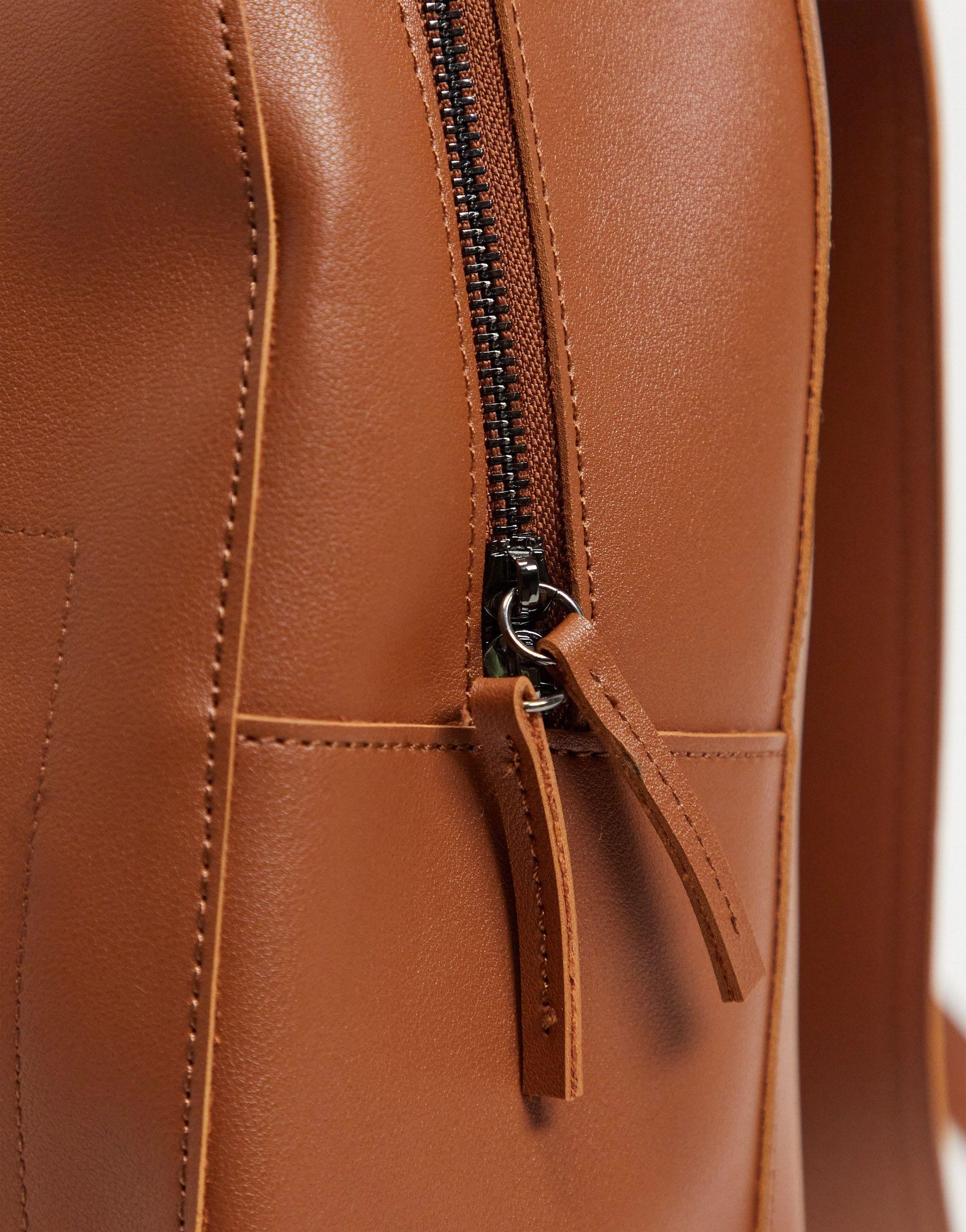 Fenton Pu Zip Front Backpack in Brown for Men - Lyst