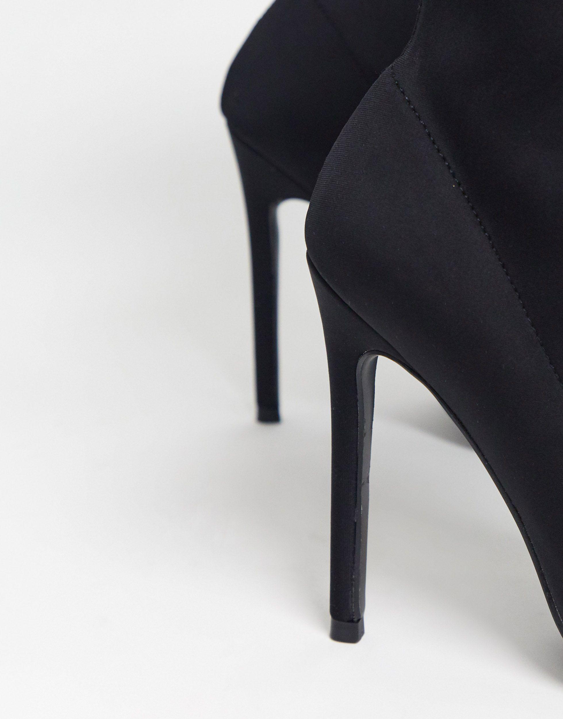 kitten heel sock boots black